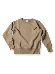 立体ポケット付き クルーネックコットンスウェット