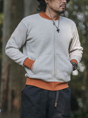 ベースボールカラー ジップカーディガン