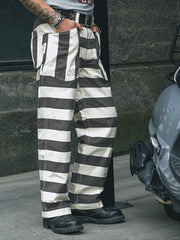 ストライプ柄 色織りモーターサイクルパンツ