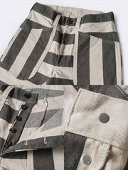 ストライプ柄 色織りモーターサイクルパンツ