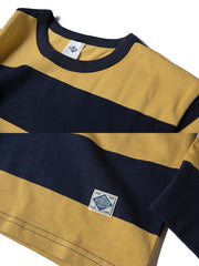 黄x青 ストライプ柄 長袖Tシャツ