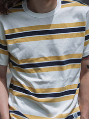 四色展開 太めストライプ柄Tシャツ