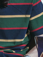 四色展開 太めストライプ柄Tシャツ