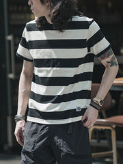 四色展開 太めストライプTシャツ