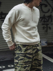 ベースボールカラー ハーフジップスウェット