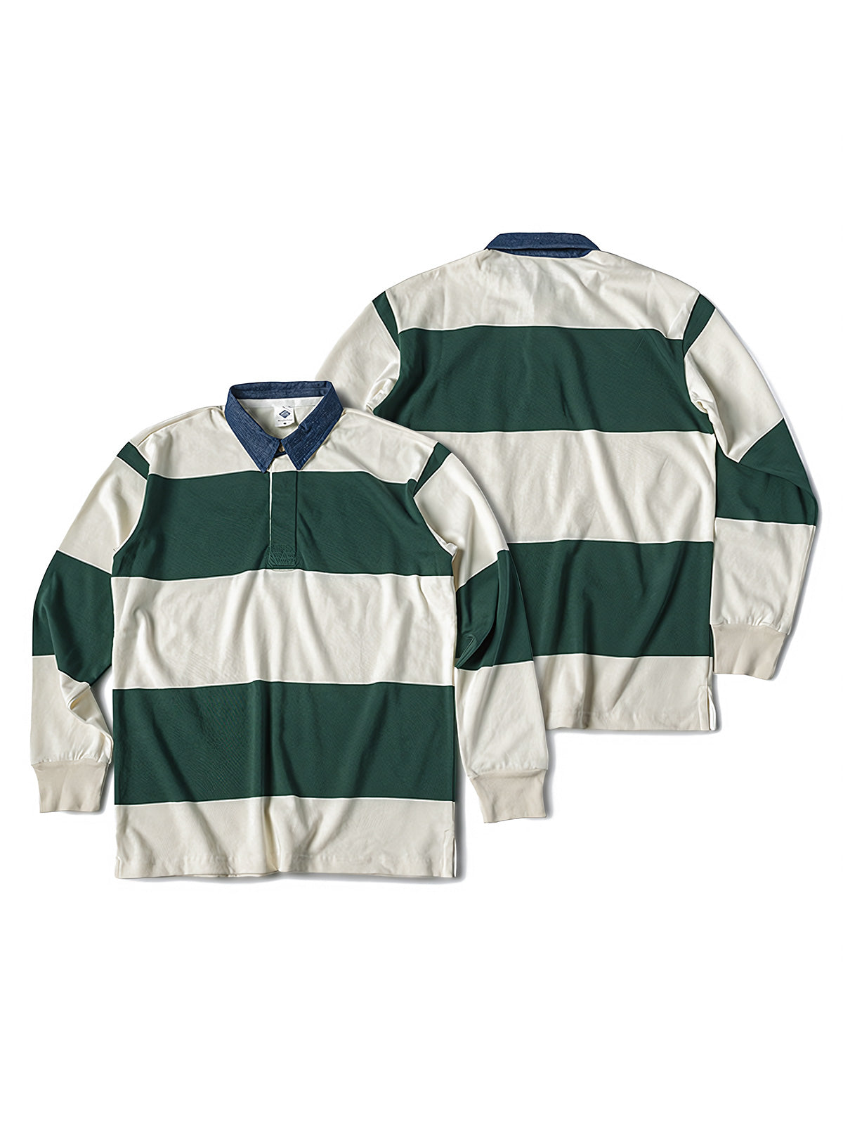 製品画像
グレーとバーガンディを基調としたブロックストライプデザインのラグビーシャツ。太いストライプと細いラインの組み合わせが80-90年代のアメカジカレッジスタイルを忠実に再現したクラシックな一着
詳細画像
ピュアコットン素材の襟元とグレーとバーガンディのブロックストライプ切り替え部分のディテール。丁寧な裁縫技術が際立つ仕上がりで、セロスパン技術によるヘビーウェイト生地の質感が魅力