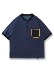 ベースボールカラー ポケット付き半袖Tシャツ