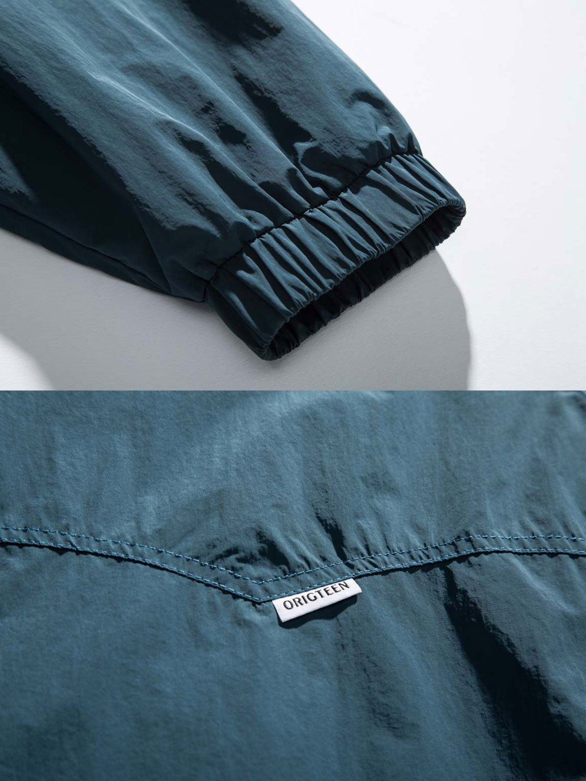 製品画像:
「スタンドカラーワークジャケット全体の展示図。クラシックなスタンドカラーデザインと実用的なワークスタイルが融合した、春先の涼しい季節に最適なジャケット。」
詳細画像:
「スタンドカラーとジッパー、多機能ポケットのディテール特写。高品質の素材が使用され、ワークスタイルの美しさと実用性を兼ね備えています。」