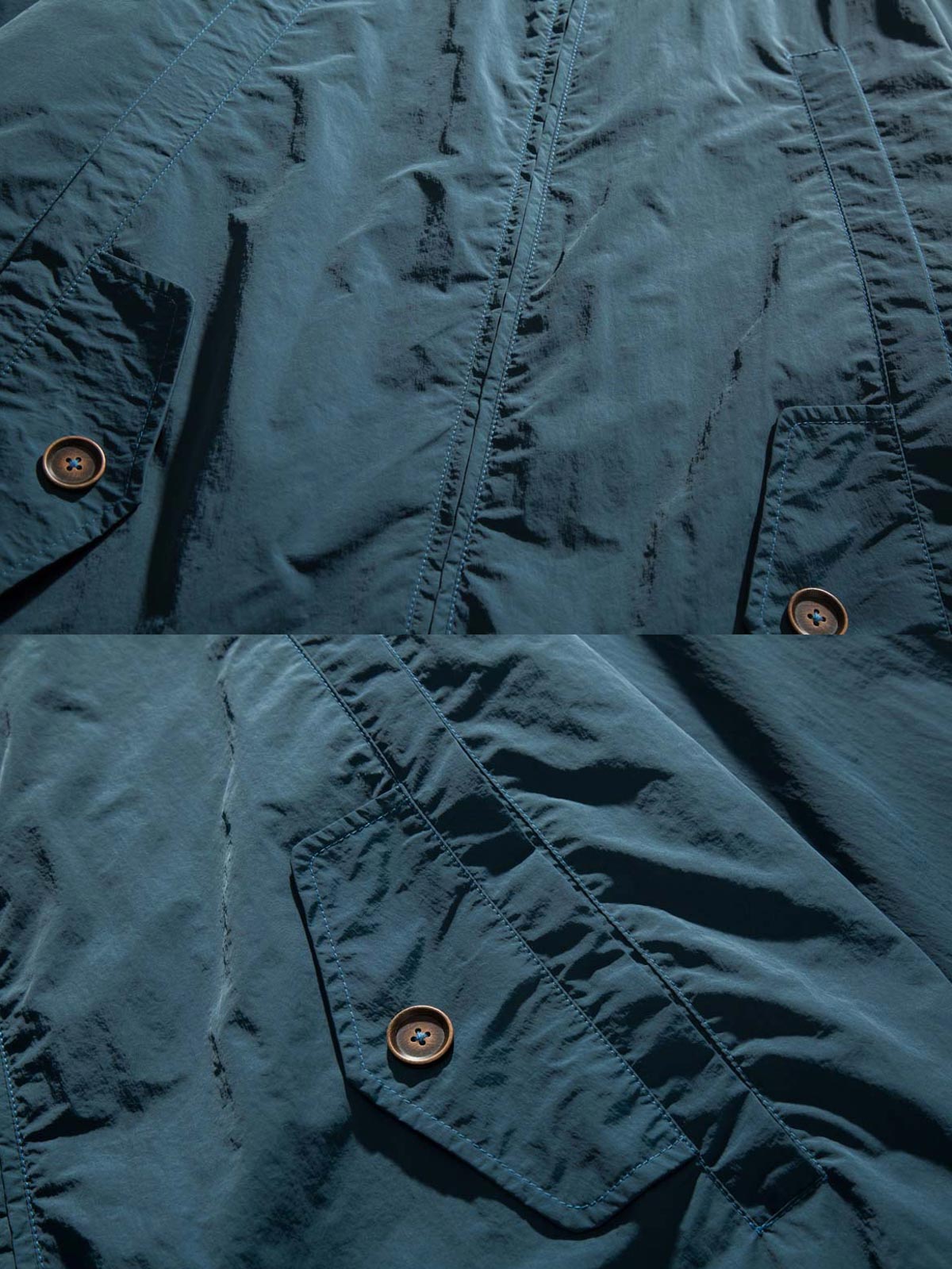 製品画像:
「スタンドカラーワークジャケット全体の展示図。クラシックなスタンドカラーデザインと実用的なワークスタイルが融合した、春先の涼しい季節に最適なジャケット。」
詳細画像:
「スタンドカラーとジッパー、多機能ポケットのディテール特写。高品質の素材が使用され、ワークスタイルの美しさと実用性を兼ね備えています。」