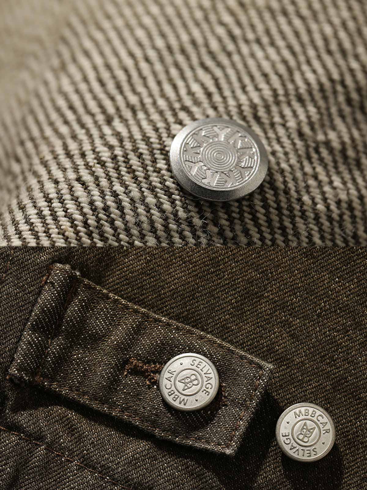 ジグザグ切り替えデザインとラッキーホースシュー刺繍のディテール