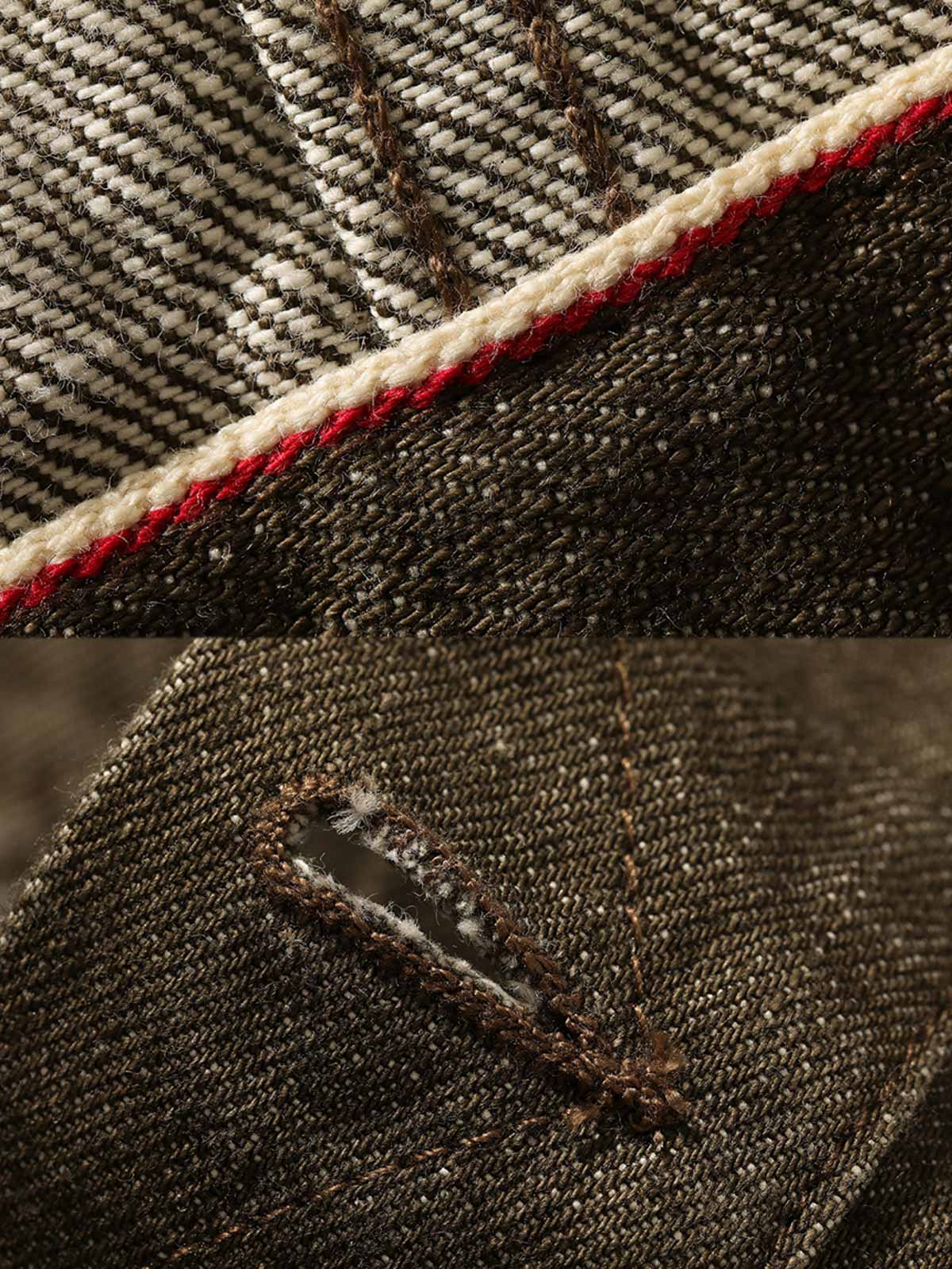 ジグザグ切り替えデザインとラッキーホースシュー刺繍のディテール