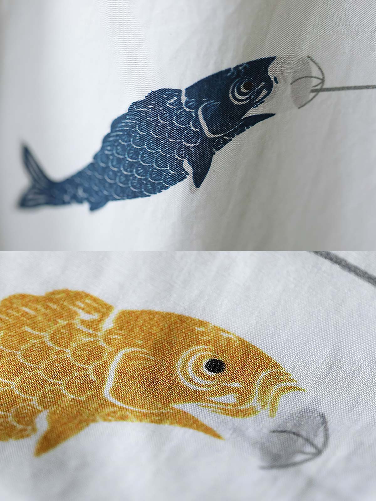 鯉の詳細プリントとキューバンカラーのクローズアップ。