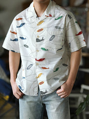 鯉プリント ハワイアン半袖シャツ