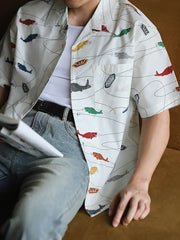 鯉プリント ハワイアン半袖シャツ