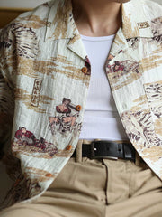 浮世絵スタイル ハワイアンフルプリント シャツ