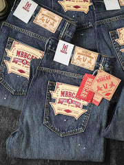 スプラッシュインク加工 ウォッシュデニム クロップドパンツ