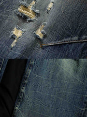 扎染ダメージ 加工ワイドレッグハイウエスト デニムパンツ