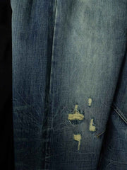 扎染ダメージ 加工ワイドレッグハイウエスト デニムパンツ