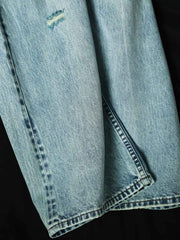 レトロ80年代スタイル ミッドハイウエストデニムパンツ