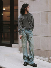 泥染め ヴィンテージ デニムフレアパンツ