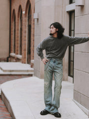 泥染め ヴィンテージ デニムフレアパンツ