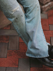 泥染め ヴィンテージ デニムフレアパンツ