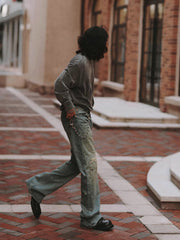 泥染め ヴィンテージ デニムフレアパンツ