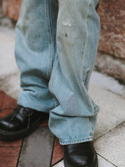 泥染め ヴィンテージ デニムフレアパンツ