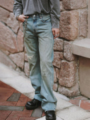 泥染め ヴィンテージ デニムフレアパンツ