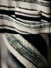 ダブルポケット ホワイト&ブラック ストライプ 半袖Tシャツ