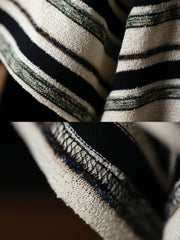 ダブルポケット ホワイト&ブラック ストライプ 半袖Tシャツ