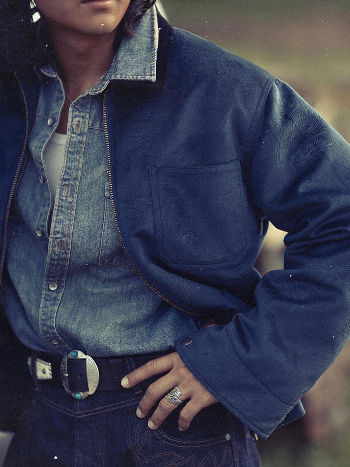 ミシガンワークジャケットを着用したヴィンテージスタイリング例