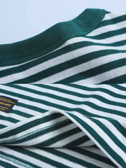 ヘビーウェイトブルーアンドホワイトストライプセーラーショートスリーブTシャツ詳細図