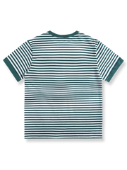 ヘビーウェイトブルーアンドホワイトストライプセーラーショートスリーブTシャツ正面図