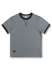 ヘビーウェイトブルーアンドホワイトストライプセーラーショートスリーブTシャツ正面図