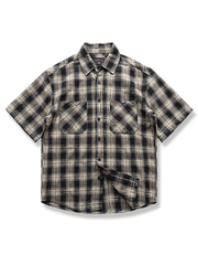 コットン チェック柄 半袖シャツ