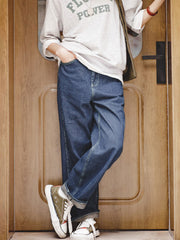 レトロストレートカジュアルデニムパンツ レディース