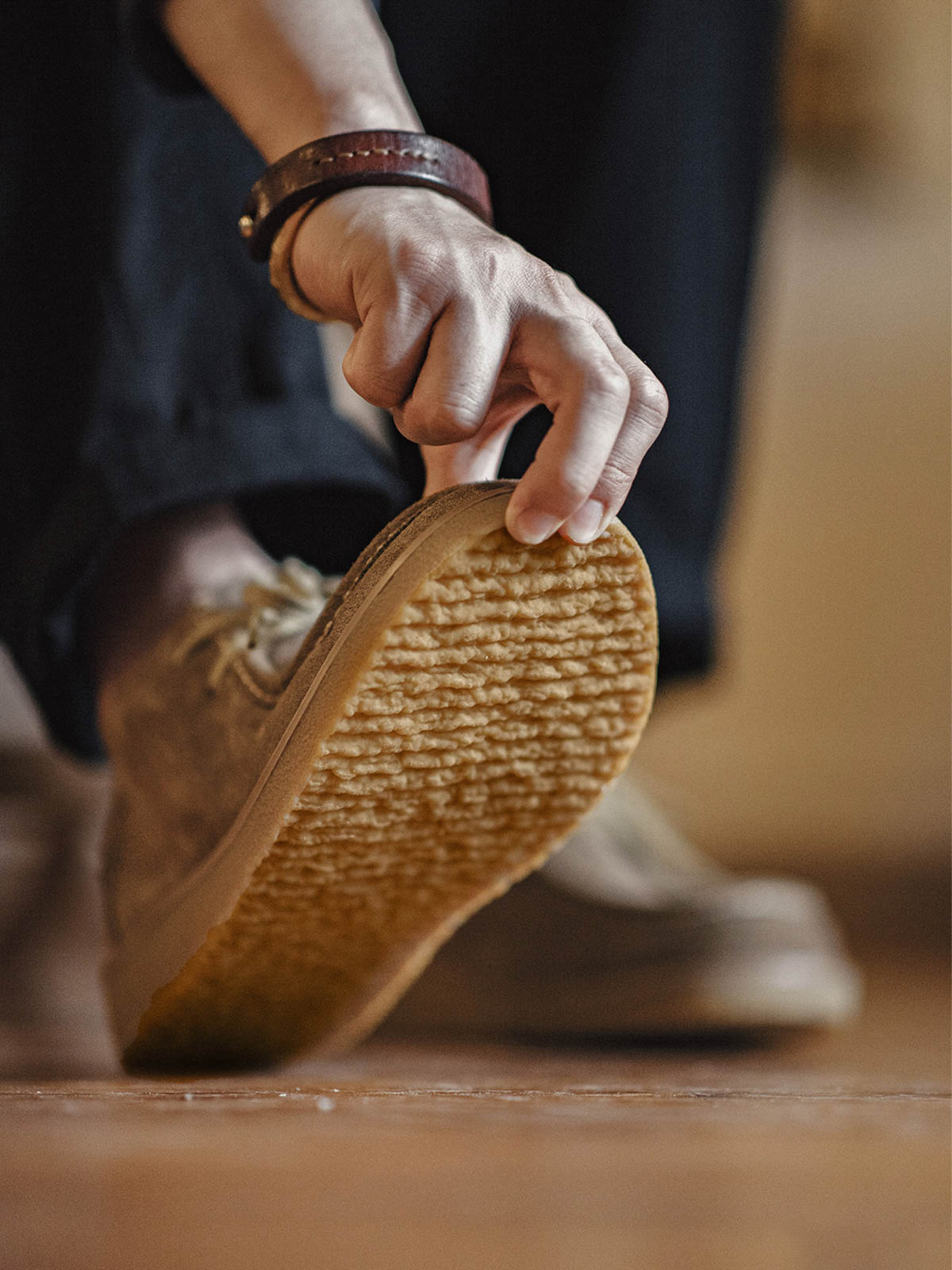 ヴィンテージモカシンカンガルーシューズの着用イメージ