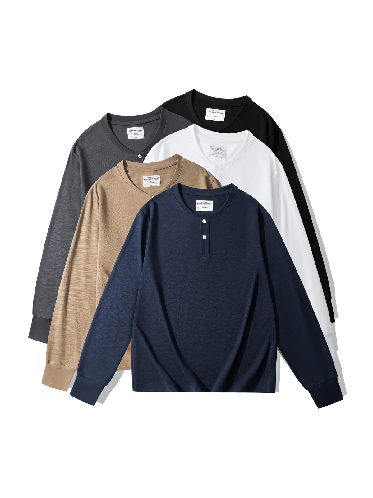 スラブコットンヘビーウェイト320g無地長袖ヘンリーネックTシャツの全カラー画像