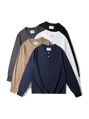 スラブコットンヘビーウェイト320g無地長袖ヘンリーネックTシャツの全カラー画像