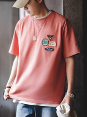 刺繍 バッジ付きTシャツ
