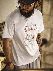 ニューヨーク野球チームロゴ刺繍Tシャツ
