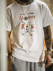 ニューヨーク野球チームロゴ刺繍Tシャツ