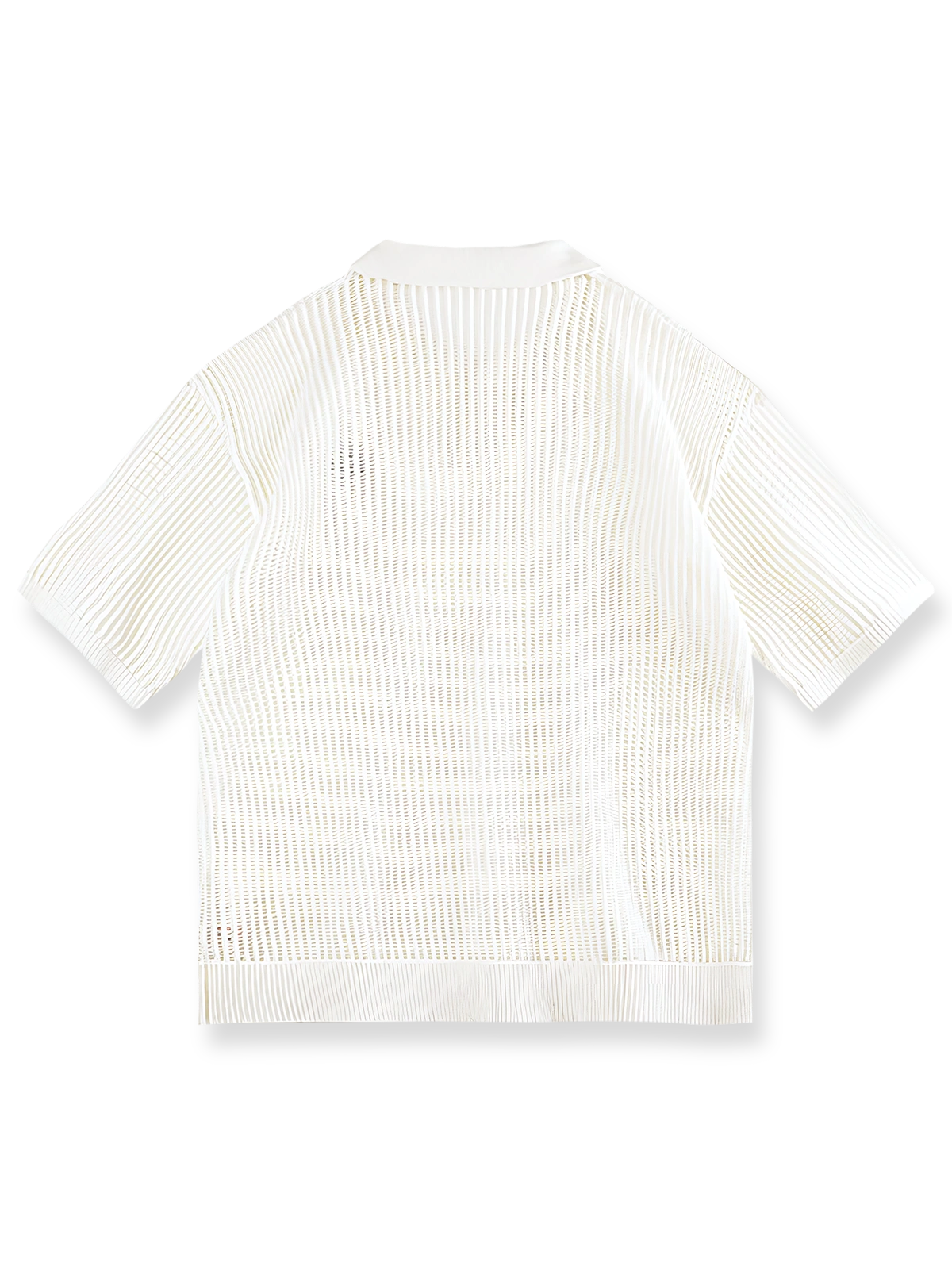 アメリカンヴィンテージ風のニット透かし半袖ポロシャツの正面図