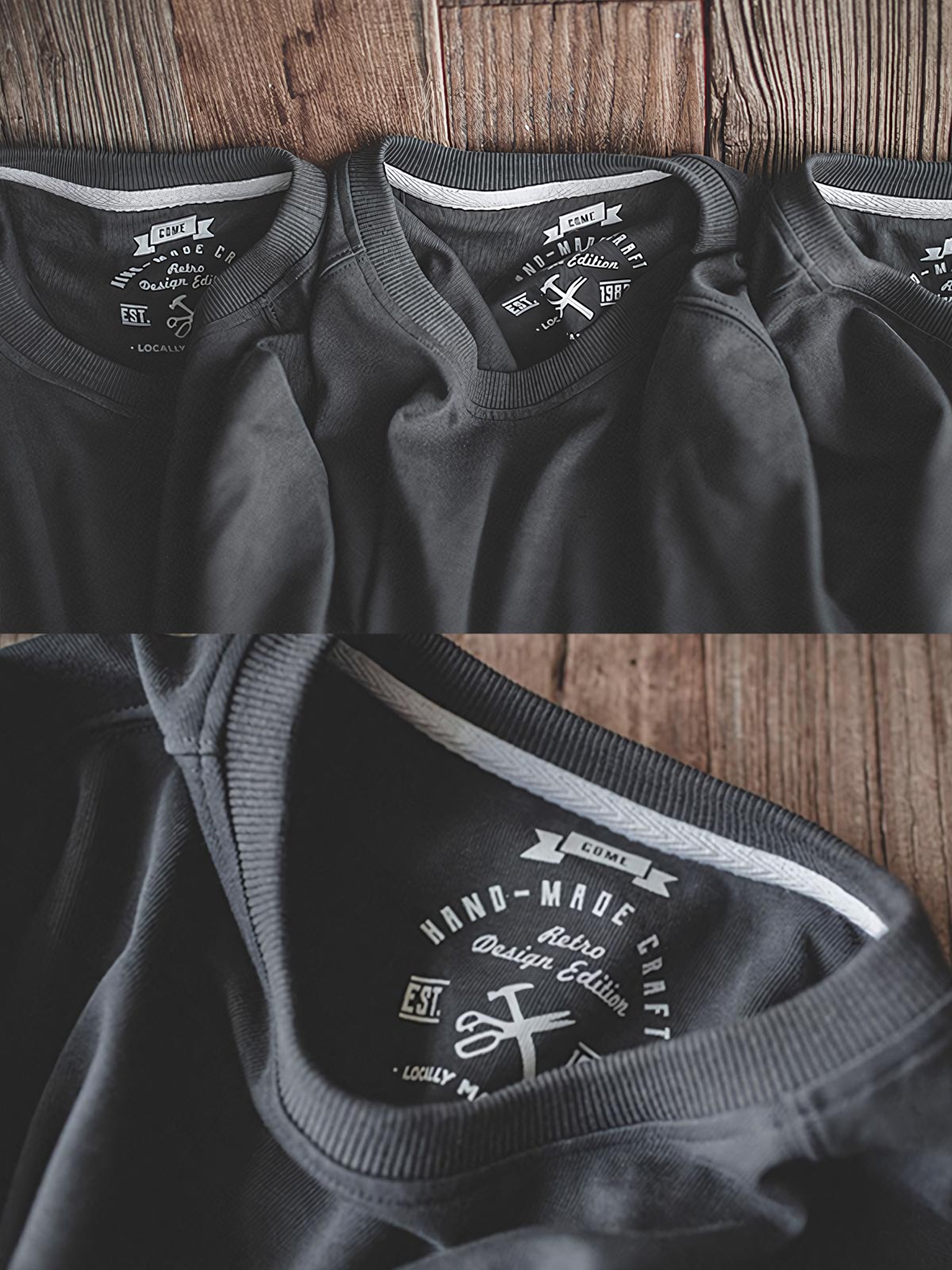 詳細画像:クルーネックリブデザインのディテール