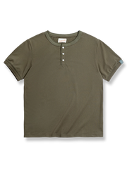 クラシック ヘンリーネック ピュアコットンTシャツ
