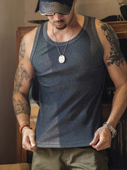 リブ編み スリムフィット コットンタンクトップ