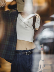 ブルーグリーンチェック ウールブレンドシャツ ジャケット