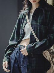 ブルーグリーンチェック ウールブレンドシャツ ジャケット