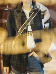 ブルーグリーンチェック ウールブレンドシャツ ジャケット